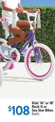 Walmart Kids' 16 or 18 Rock It or Sea Star Bikes offer