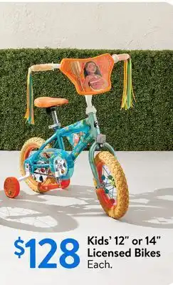 Walmart Kids' 12 or 14 Licensed Bikes offer