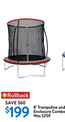 Walmart 8' Trampoline and Enclosure Combo offer