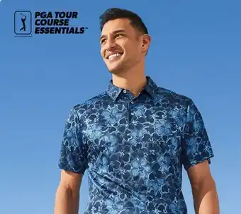 Walmart Men's PGA TOUR Tropical Print Polo Shirt or Shorts offer