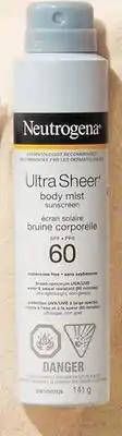 Walmart Neutrogena Ultra Sheer SPF 60 Sunscreen Body Mist 141 g offer