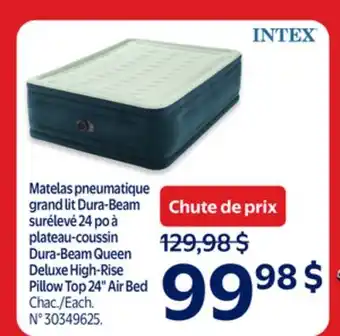 Walmart Intex Dura-Beam Queen Deluxe High-Rise Pillow Top 24 Air Bed offer