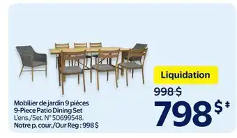 Walmart 9-Piece Patio Dining Set offer