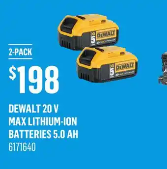 Canac Dewalt 20 V MAX Lithium-Ion Batteries 5.0 Ah offer