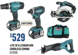 Canac 4 Pc 18 V Lithium-Ion Cordless Combo offer