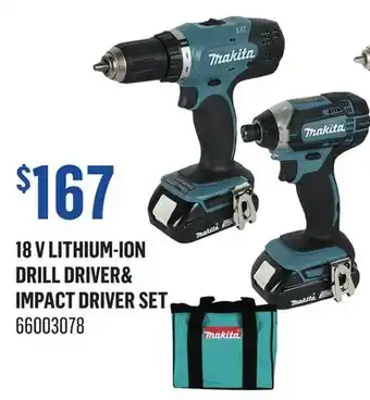 Canac 18 V Lithium-Ion Drill Driver& Impact Driver Set offer
