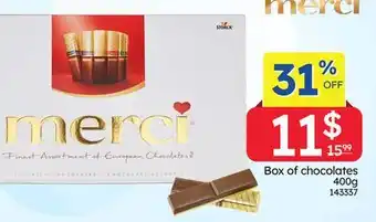 Rossy MERCI Box of chocolates offer