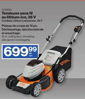 Patrick Morin Cordless Lithium Lawnmower, 36 V offer