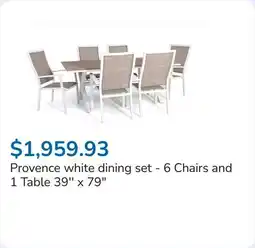 Club Piscine Provence white dining set - 6 Chairs and 1 Table 39'' x 79 offer