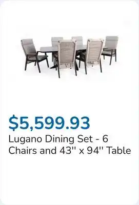 Club Piscine Lugano Dining Set - 6 Chairs and 43'' x 94'' Table offer