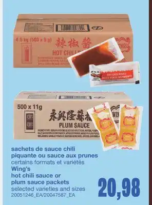 Wholesale Club SACHETS DE SAUCE CHILI PIQUANTE OU SAUCE AUX PRUNES offer