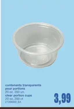 Wholesale Club CONTENANTS TRANSPARENTS POUR PORTIONS, 20 oz, 200 un offer