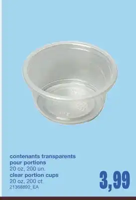 Wholesale Club CONTENANTS TRANSPARENTS POUR PORTIONS, 20 oz, 200 un offer
