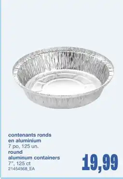 Wholesale Club CONTENANTS RONDS EN ALUMINIUM, 7 PO, 125 UN offer