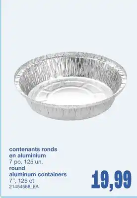 Wholesale Club CONTENANTS RONDS EN ALUMINIUM, 7 PO, 125 UN offer