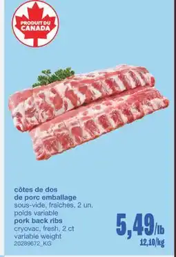 Wholesale Club CÔTES DE DOS DE PORC EMBALLAGE, 2 un offer