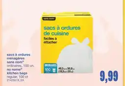 Wholesale Club SACS À ORDURES MÉNAGÈRES SANS NOM , 100 un offer