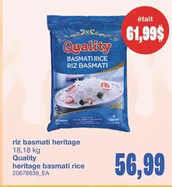Wholesale Club RIZ BASMATI HERITAGE, 18,18 KG offer