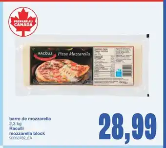 Wholesale Club BARRE DE MOZZARELLA, 2,3 KG offer