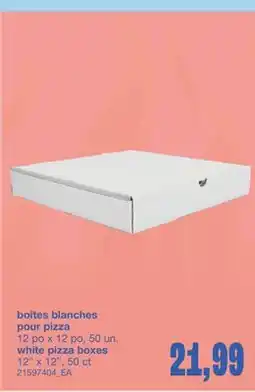 Wholesale Club BOÎTES BLANCHES POUR PIZZA, 12 PO X 12 PO, 50 UN offer