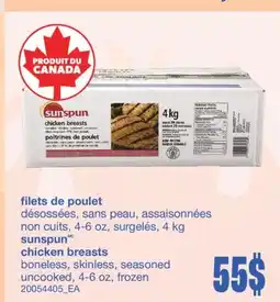 Wholesale Club FILETS DE POULET, non cuits, 4-6 oz, surgelés, 4 kg offer