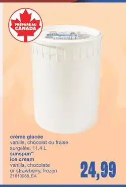Wholesale Club CRÈME GLACÉE VANILLE, CHOCOLAT OU FRAISE SURGELÉE, 11,4 L SUNSPUN offer