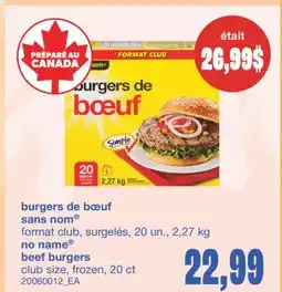 Wholesale Club BURGERS DE BŒUF SANS NOM offer