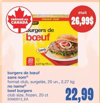 Wholesale Club BURGERS DE BŒUF SANS NOM offer