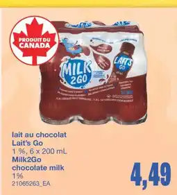 Wholesale Club LAIT AU CHOCOLAT LAIT'S GO 1 %, 6 X 200 ML offer