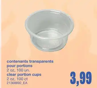 Wholesale Club CONTENANTS TRANSPARENTS POUR PORTIONS, 2 oz, 100 un offer