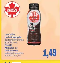Wholesale Club LAIT'S GO OU LAIT FRAPPÉS, 325/473 ML offer