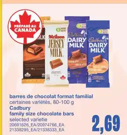 Wholesale Club BARRES DE CHOCOLAT FORMAT FAMILIAL CADBURY, 80-100 g offer