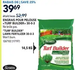 RONA TURF BUILDER LAWN FERTILIZER 30-0-3 offer
