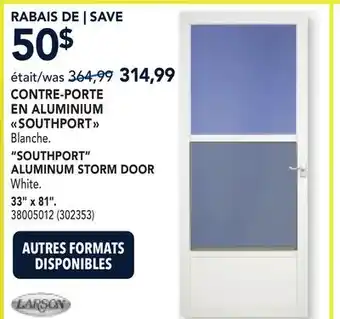 RONA SOUTHPORT ALUMINUM STORM DOOR 33 x 81 offer