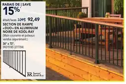 RONA SECTION DE RAMPE DUO EN ALUMINIUM NOIRE DE KOOL-RAY offer