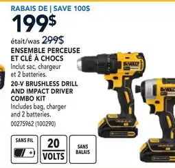 RONA DEWALT 20-V BRUSHLESS DRILL AND IMPACT DRIVER COMBO KIT offer