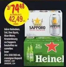 Maxi bière Heineken, Sol, Dos Equis, Blue Moon, Kronenbourg ou Sapporo offer