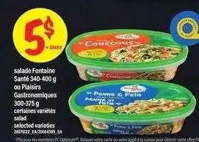 Maxi salade Fontaine Santé ou Plaisirs Gastronomiques offer