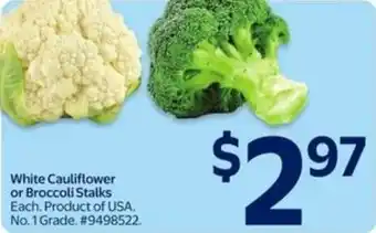 Walmart White cauliflower or broccoli stalks offer
