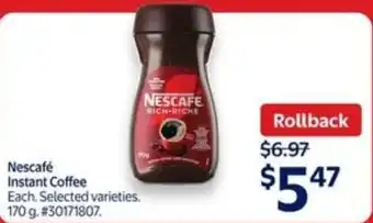 Walmart Nescafé instant coffee offer