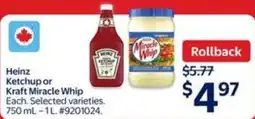 Walmart Heinz ketchup or kraft miracle whip offer