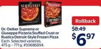 Walmart Dr. oetker suprema or giuseppe pizzeria stuffed crust or rustica detroit-style frozen pizza offer