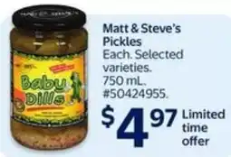 Walmart Matt & steve's pickles offer