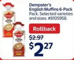 Walmart Dempster's english muffins offer