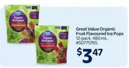 Walmart Great value organic fruit flavoured ice pops offer