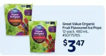 Walmart Great value organic fruit flavoured ice pops offer
