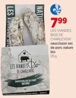 Avril LES VIANDES BIOS DE CHARLEVOIX sauccisson sec de porc nature bio offer