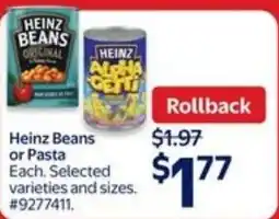 Walmart Heinz beans or pasta offer