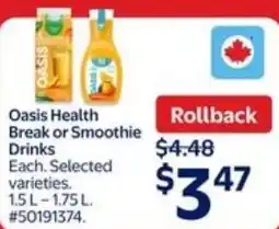 Walmart Oasis health break or smoothie drinks offer