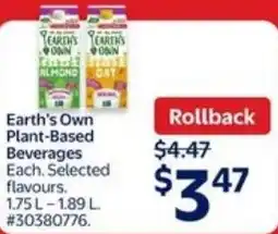 Walmart Earth's own plant-based beverages offer